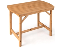 Mesa Jardín Madera, Mesa de Comedor para Patio, Agujero Ø4 cm, 4-6 Personas, 100 x 60 x 75 cm, Mesa al Aire Libre para Césped, Patio, Jardín, Interior, Natural COSTWAY