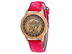 Reloj De Pulsera De Cuarzo Unisex Zhoulianfa Con Patrón Vintage Rojo Para Hombre Y Mujer