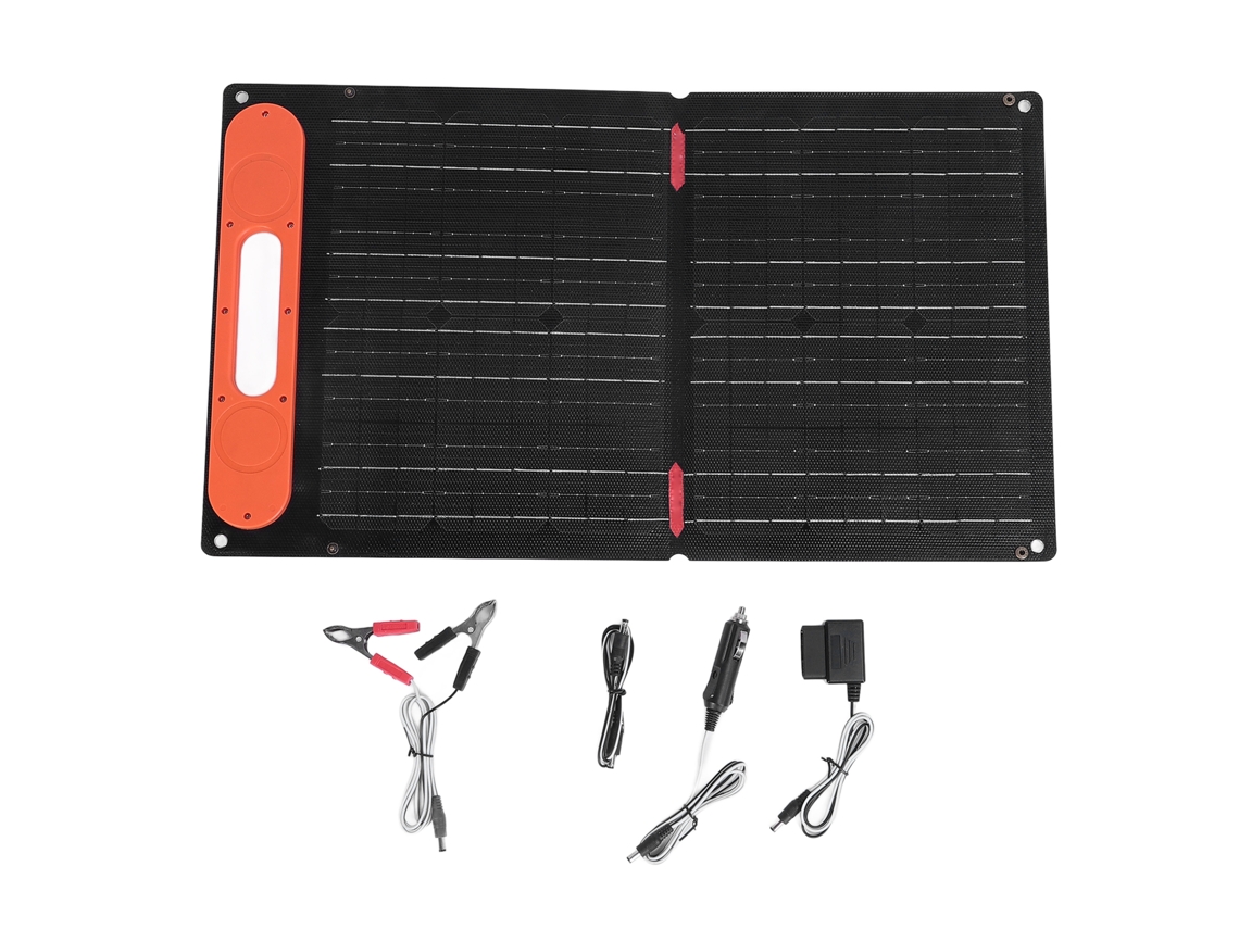 Cargador de panel solar ETFE de 60 W, doble cara, 12 V PD, carga rápida, adsorción magnética, panel solar portátil plegable con asa para exteriores