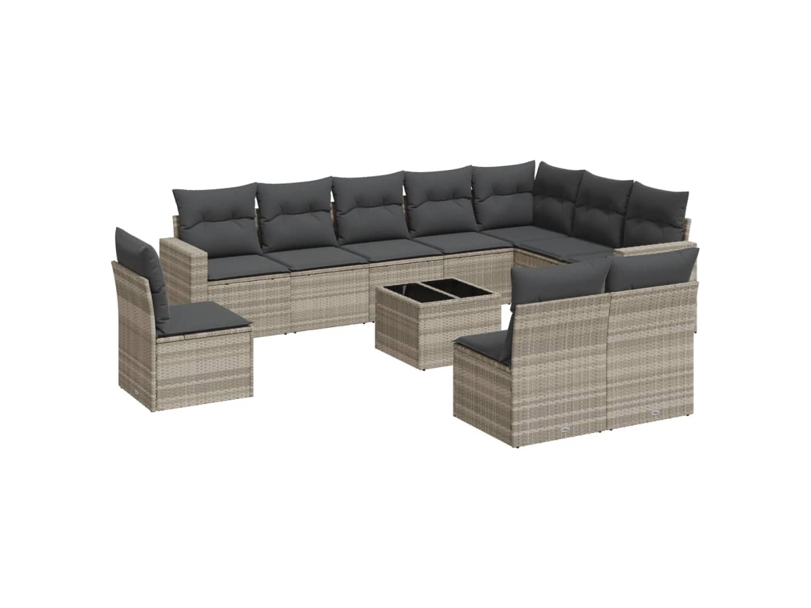 Maison Exclusive - Set De Sofás De Jardín 11 Pzas Y Cojines Ratán Sintético Gris