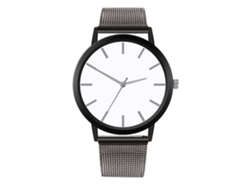 Reloj De Pulsera Analógico De Moda Con Correa De Malla Y Movimiento De Cuarzo (caja Metálica + Blanco).