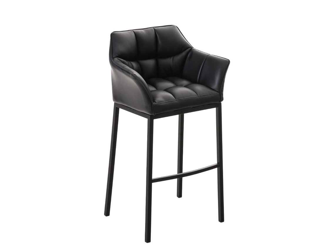 Taburete de Bar Damaso en Piel Sintética con Estructura de 4 Patas Negro/Negro Clp
