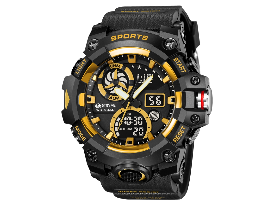 Reloj Deportivo Para Hombre (dorado), Cronógrafo Multifuncional Con Alarma Luminosa, Reloj De Pulsera Para Estudiantes.