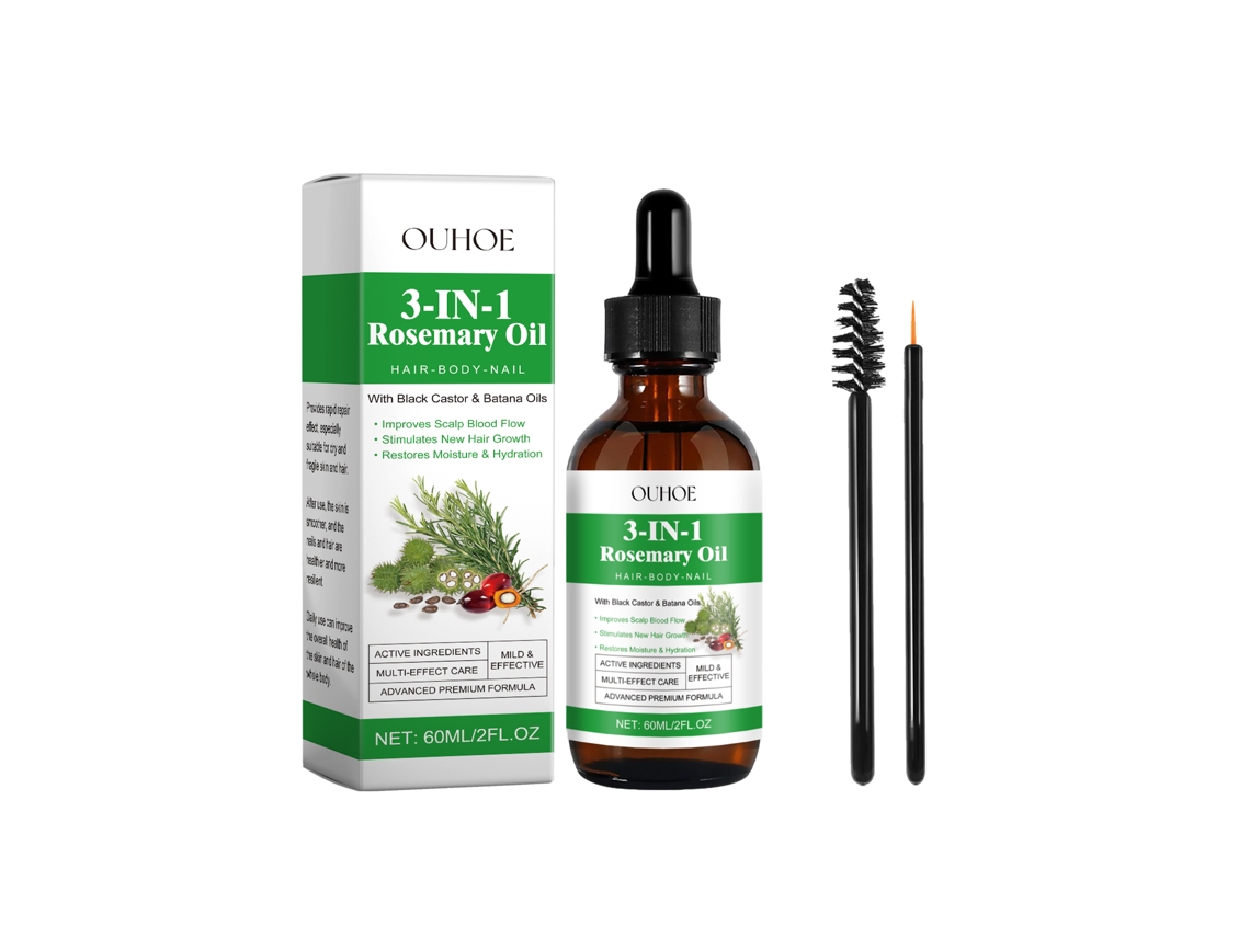 Aceite de ricino y romero natural para el cabello y la piel.