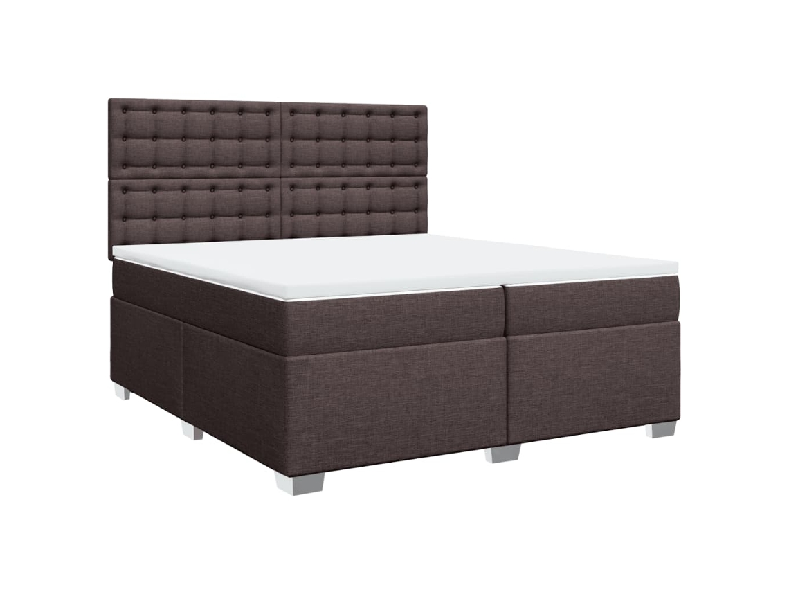 Maison Exclusive - Cama Box Spring Con Colchón Tela Marrón Oscuro 200x200 Cm