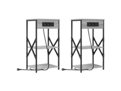 Maison Exclusive - Armario De Noche Con Estante 2 Pcs Gris Sonoma 41 X 31 X 76 Cm