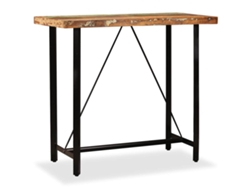 Maison Exclusive - Set Muebles De Bar 5 Pzas Madera Maciza Reciclada Cuero Genuino