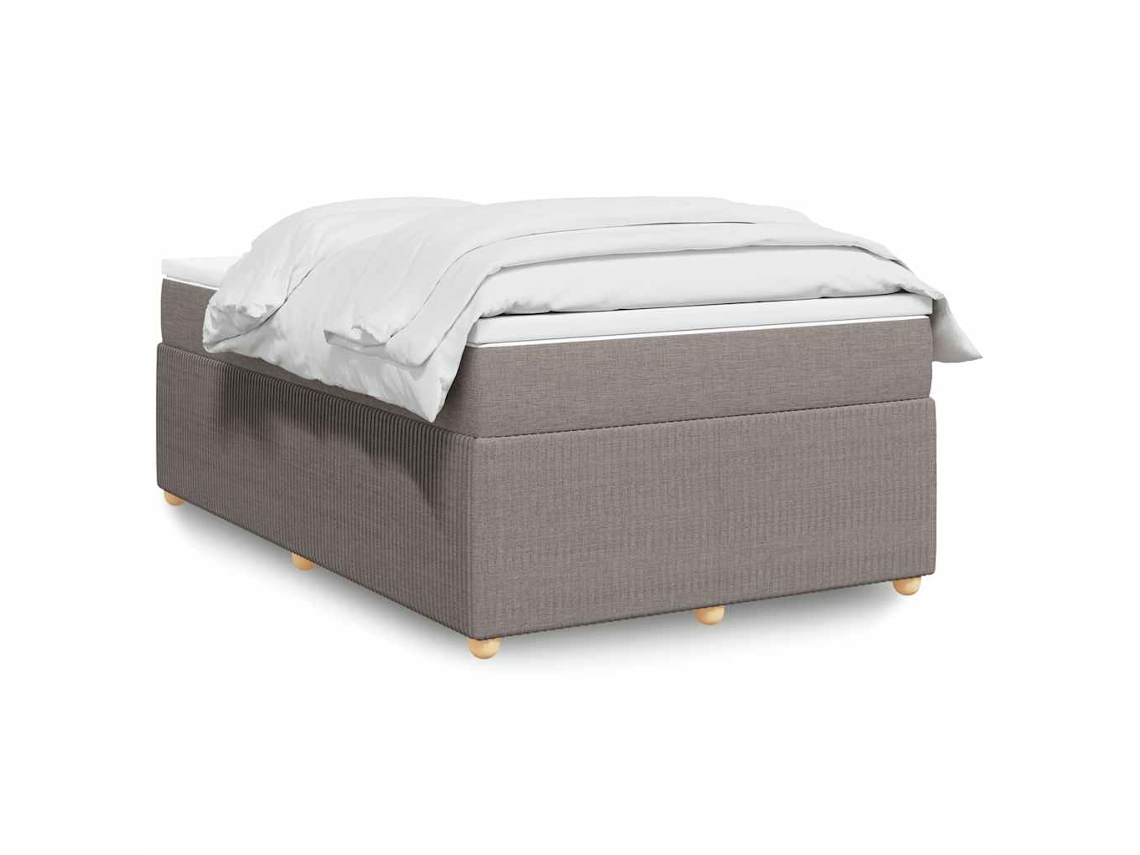 Cama Box Spring Con Colchón Tela Gris Taupe 120x200 Cm