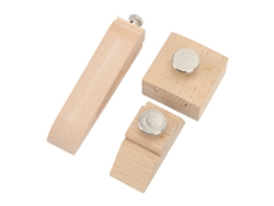 3 Bloques De Lijado De Madera Para Trabajos En Cuero, Aptos Para Bordes Y Pulido, Con Respaldo De Acero Inoxidable.