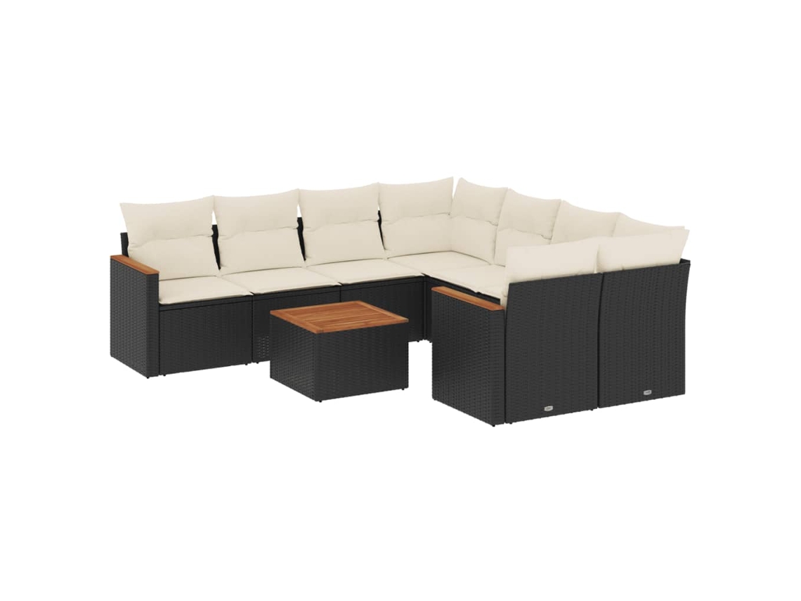 Maison Exclusive - Set De Sofás De Jardín 8 Piezas Y Cojines Ratán Sintético Negro