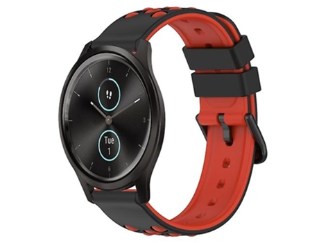 Correa para reloj garmin garminmove estilo 20mm correa de silicona porosa bicolor negro-rojo VENISYMLIS
