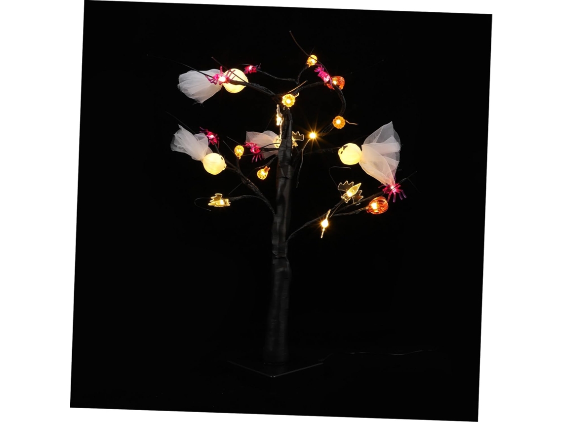 Lámpara Decorativa Led De Halloween Con Forma De Calabaza Y Fantasma, Luz Blanca Cálida, Árbol Y Paisaje.