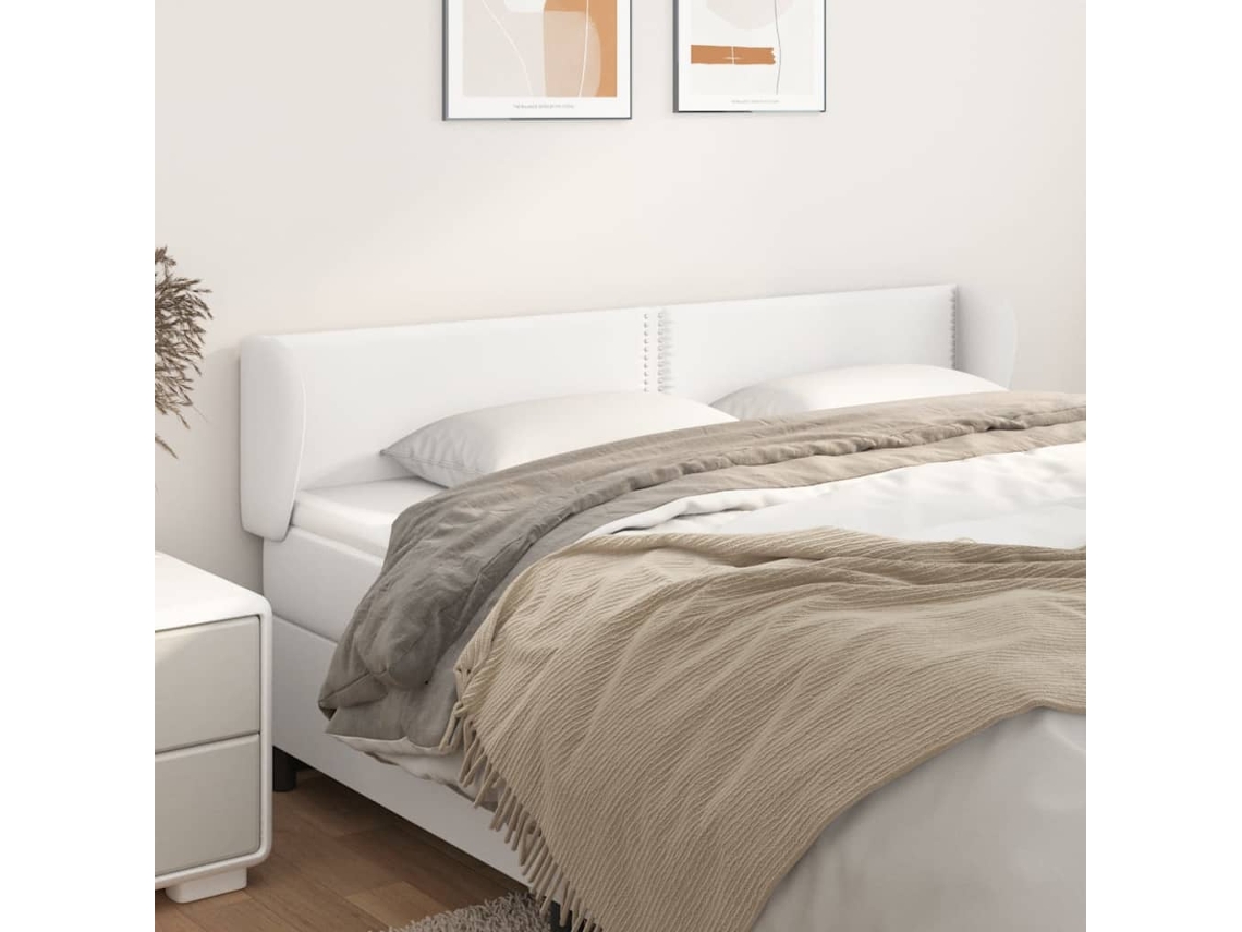 Cabecero De Cuero Sintético Blanco 203x23x78/88 Cm