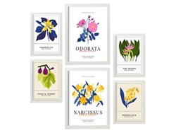 NACNIC Set De 6 Posters Florales Narcisos Láminas De Naturaleza Y Botánica Para El Diseño Y Decoración De Interiores Tamaños A3 & A4, Marcos Blancos