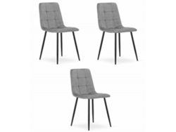 Silla Kara Terciopelo Gris Claro / Patas Negras X 3 Leobert