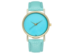 Reloj De Pulsera Unisex De Cuarzo Con Piel Sintética Y Esfera Redonda Sencilla De Color Verde Menta.