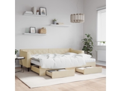 Sofá Cama Nido Con Cajones Tela Color Crema 80x200 Cm