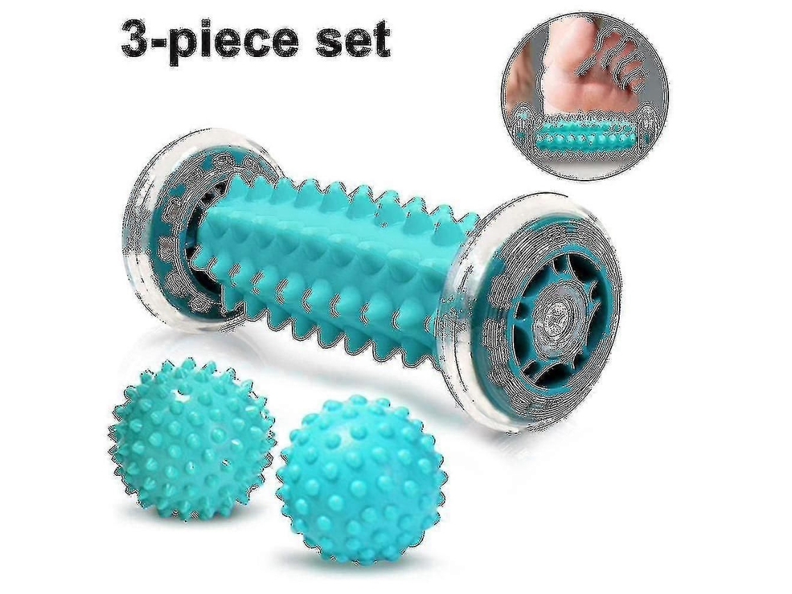Conjunto De 3 Peças: Rolo De Massagem Para Os Pés E Bola De Massagem Com Pontas Para Alívio Do Estresse.