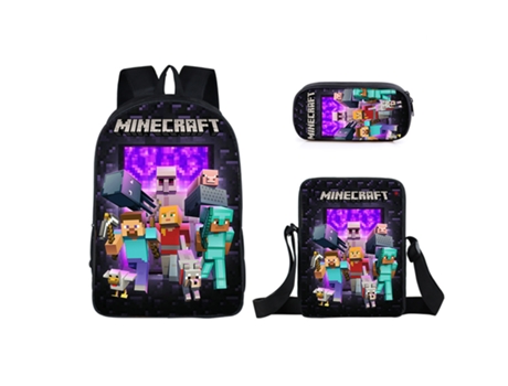 KOHREE Mochila escolar para estudiantes de Minecraft, juego de tres piezas