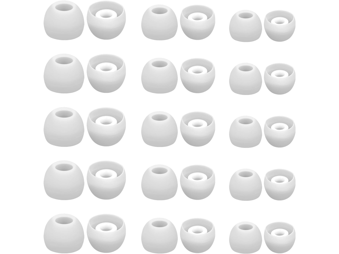 30 Puntas Oído Silicona, Blanco, Confortable, 3 Tamaños