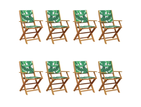 Conjunto 8 Silla De Jardín VIDAXL Verde Madera