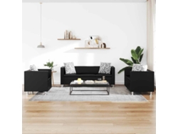 Maison Exclusive - Conjunto De Sofás De 2 Y 3 Plazas Y Sillón De Cuero Artificial Negro