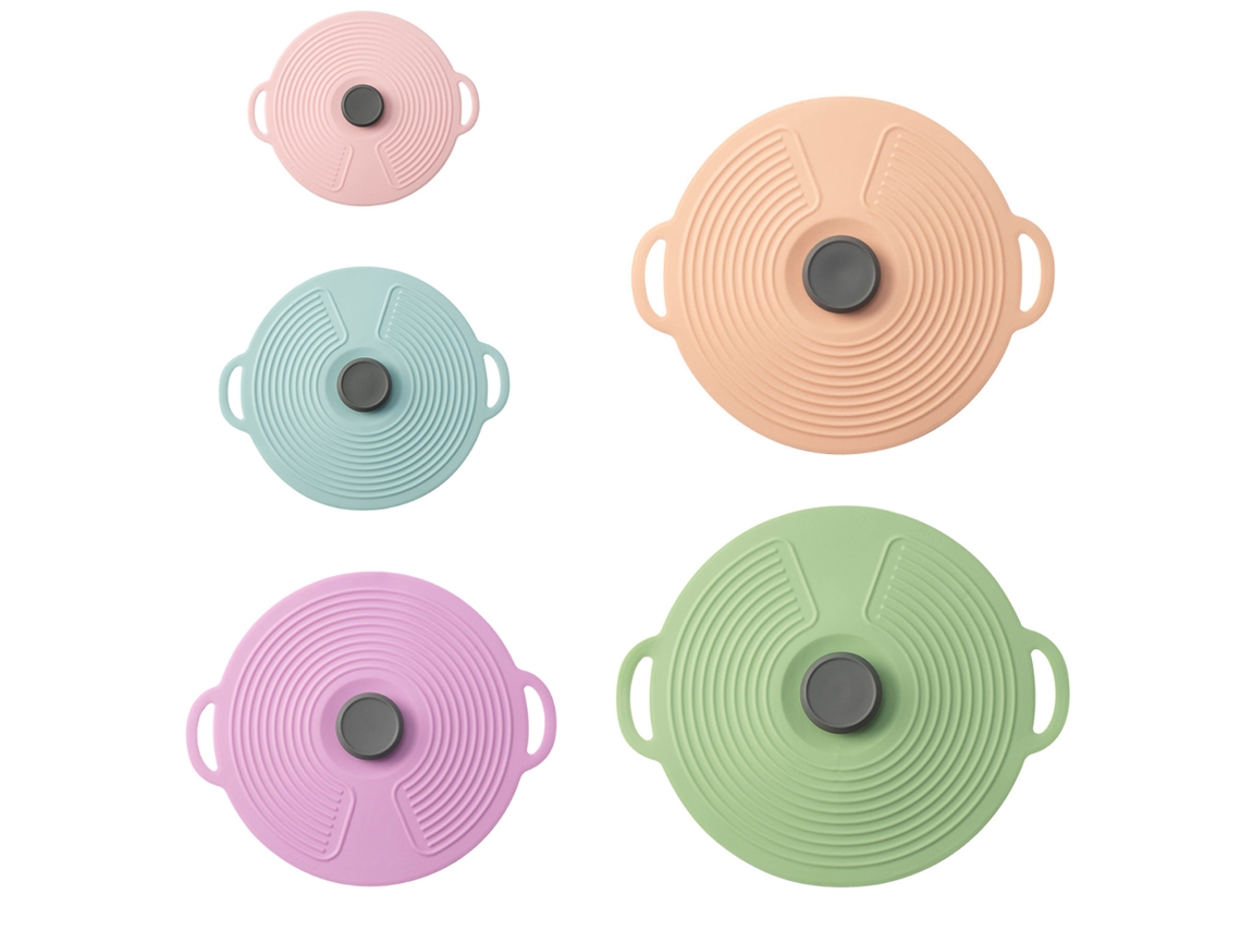 Juego JEIIBRZUI de 5 tapas de silicona para utensilios de cocina