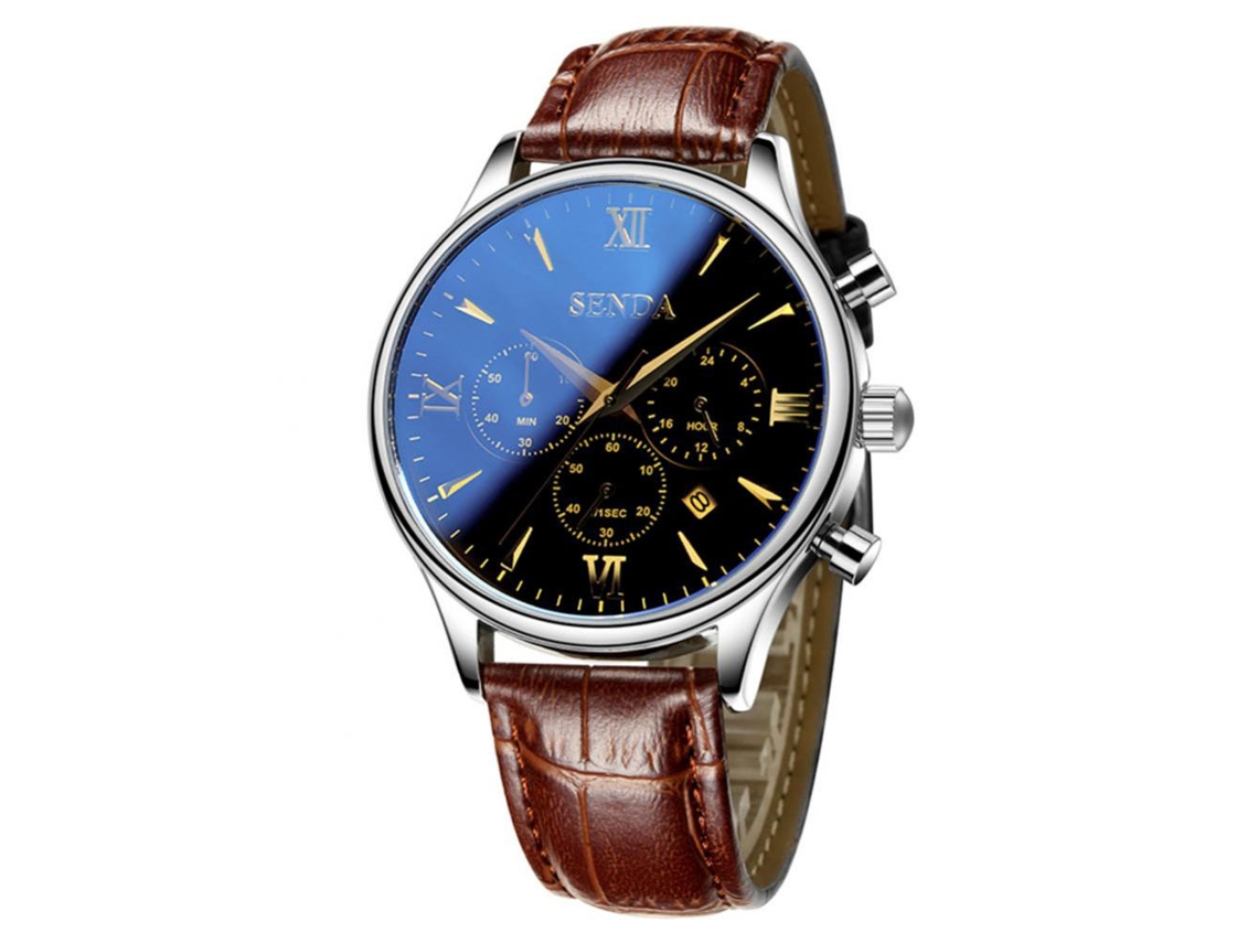 Reloj De Pulsera Analógico De Cuarzo Casual Empresarial Para Hombre Con Correa Pu Impermeable