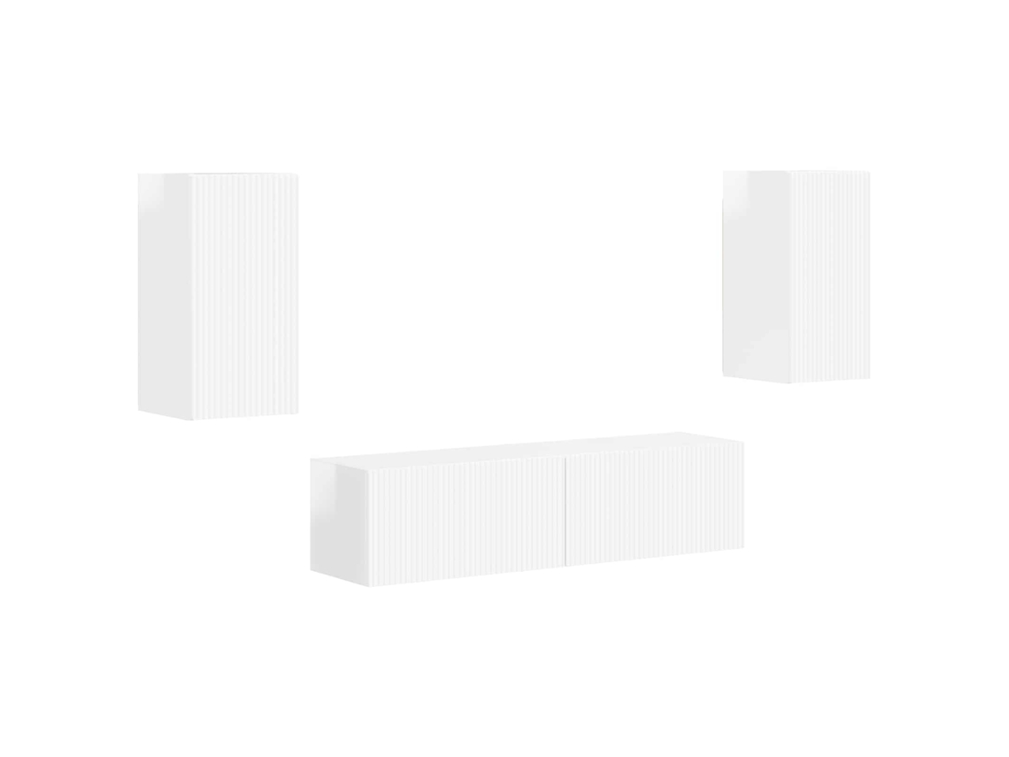 Conjunto De Mueble De Tv 4 Uds | Armario Para Tv Brillante Madera De Ingeniería
