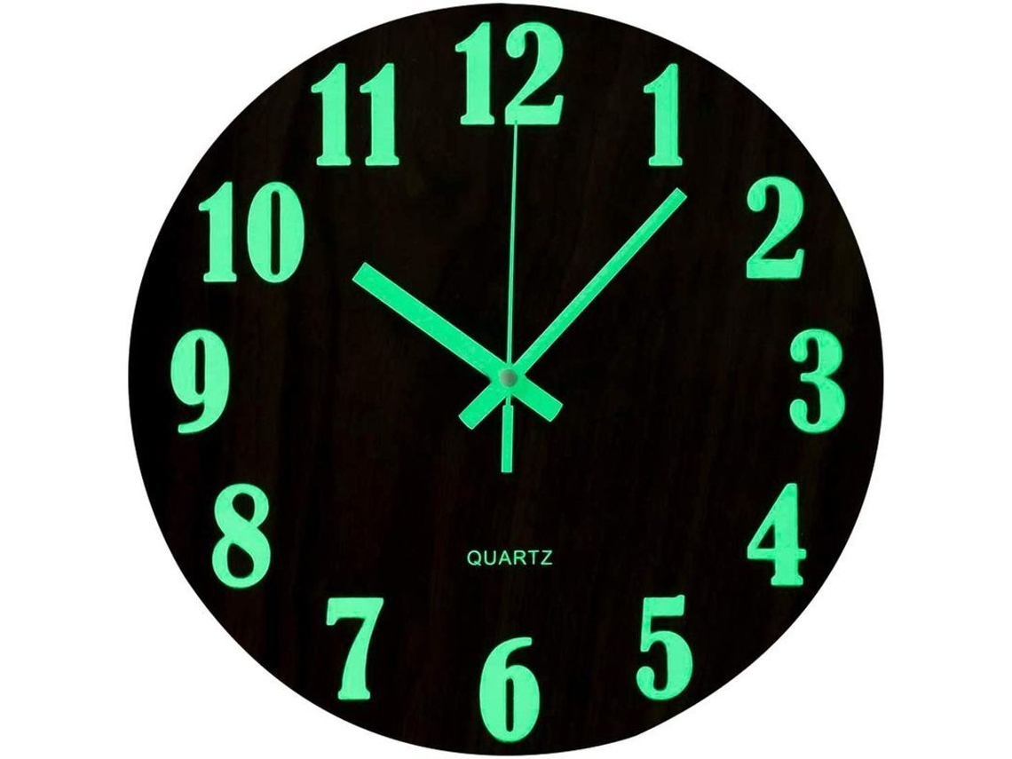 Reloj De Pared Silencioso Iluminado De 30 Cm Con Diseño De Madera Para Sala De Estar Y Dormitorio Con Luz Nocturna.