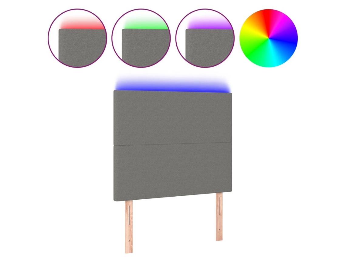 Maison Exclusive - Cabecero Con Luces Led Tela Gris Oscuro 90x5x118/128 Cm