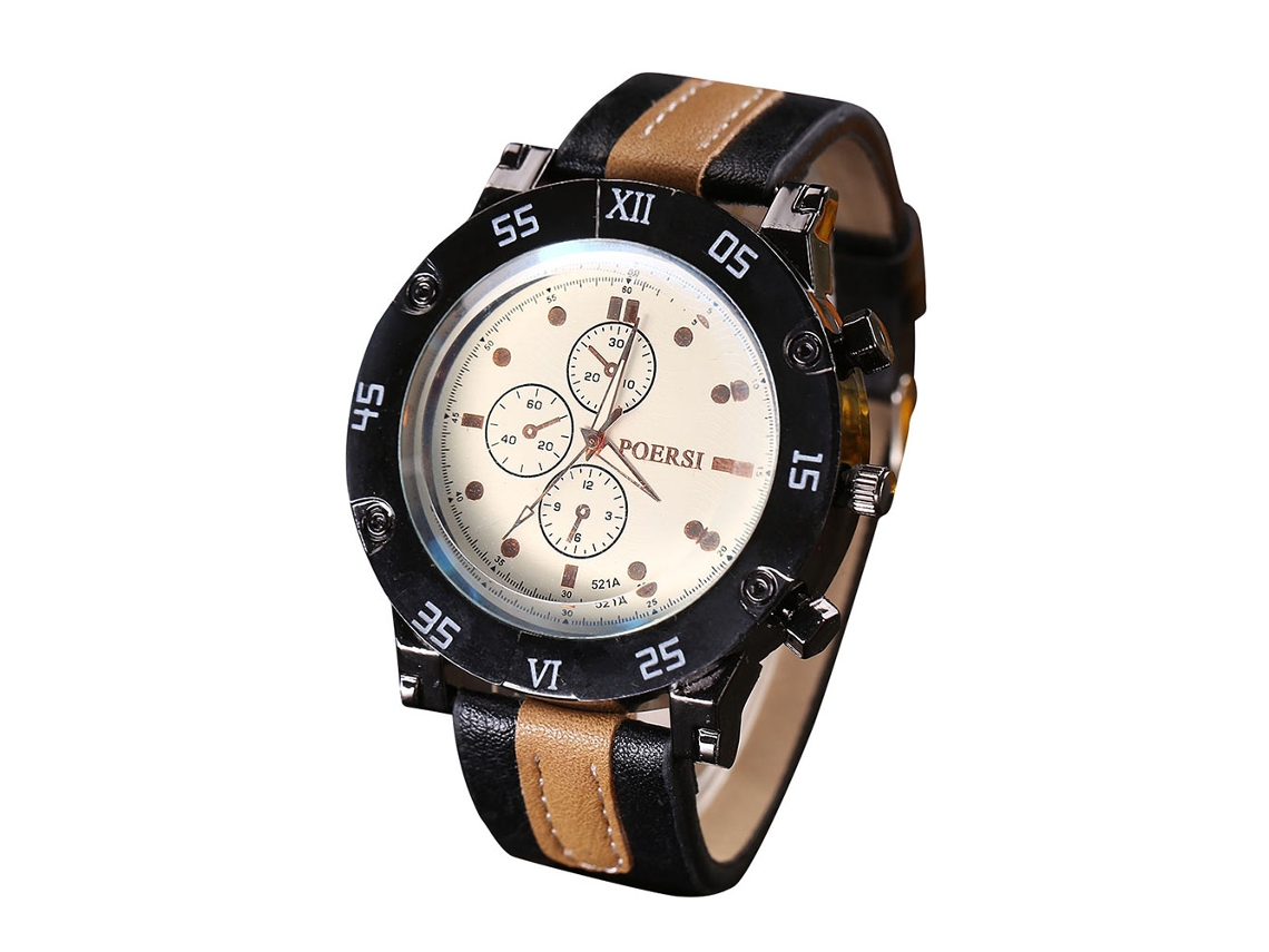 Reloj De Cuarzo Sencillo E Informal Para Hombre Con Correa De Piel Sintética Y Esfera Blanca.