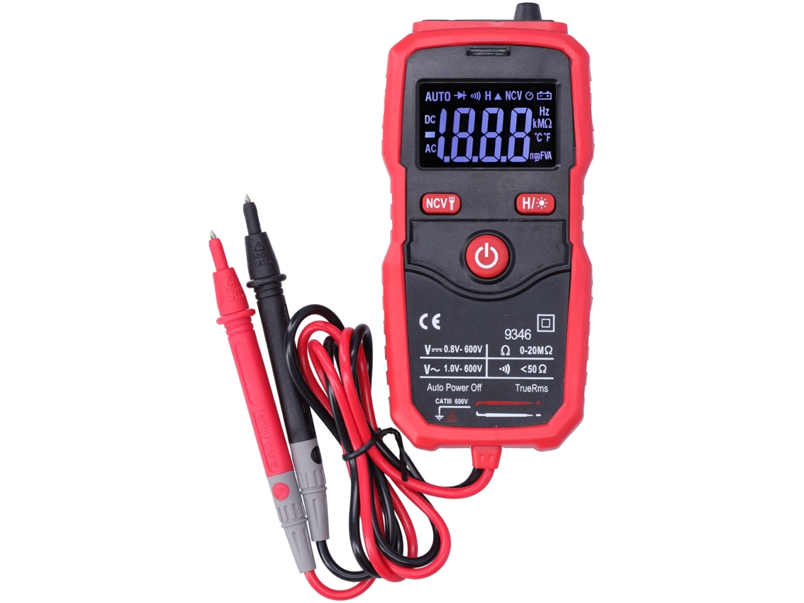 Multímetro Digital Ua9346 Con Pantalla Lcd, Probador Automático De Voltaje Ca/cc, Resistencia Y Batería.