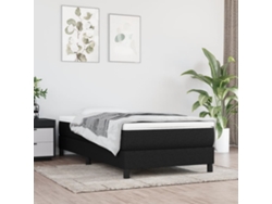 Cama Box Spring Con Colchón Tela Negro 80x200 Cm