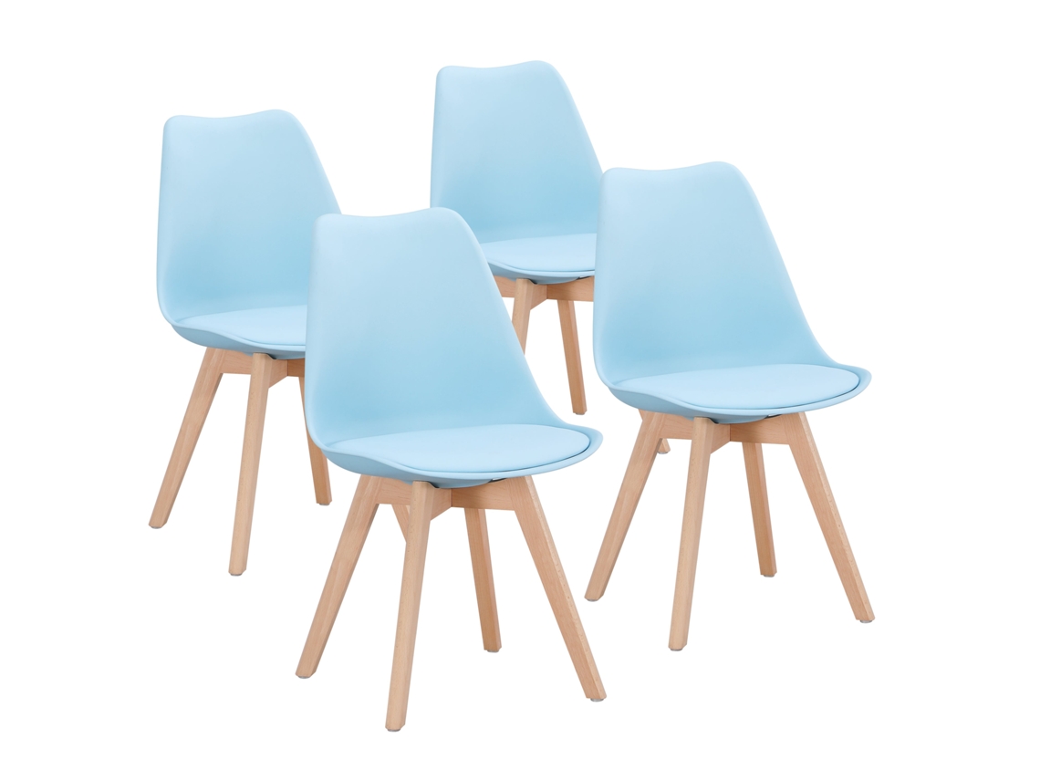 Sillas De Comedor Escandinavas, Silla De Oficina Retro, Azul Claro, Juego De 4
