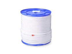 Cordón Elástico de Caucho de Poliéster y Látex Blanco Edm (Longitud 200 Metros y Calibre Ø8 Mm)