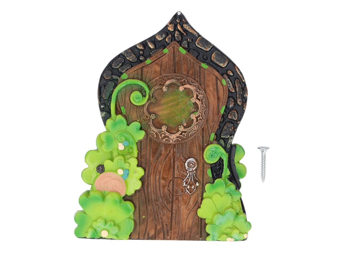 Puerta De Hada Miniatura De Resina Pintada A Mano Ecológica Para Árbol Cerca Pared Casa De Hadas 007