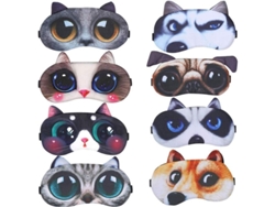 Juego De 8 Antifaces Para Dormir Con Adorables Diseños De Gatos Y Perros.