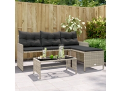 Sofá de jardín en LC/Mesa y cojines de mimbre PE gris claro Dkd Home Decor