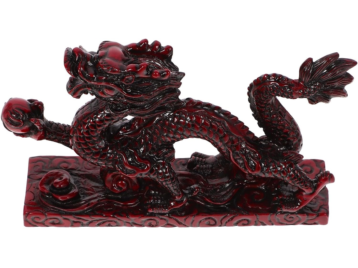 Estatua Miniatura Dragón Chino Resina Compacta Decorativa Elegante Adorno Artístico Retro Armarios Oficinas