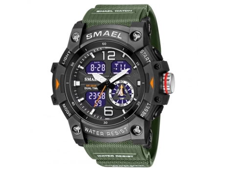 Smartwatch Smael Luxury Men Fashion Business Led Digital Wrist Quartz Casual Waterproof Army Green