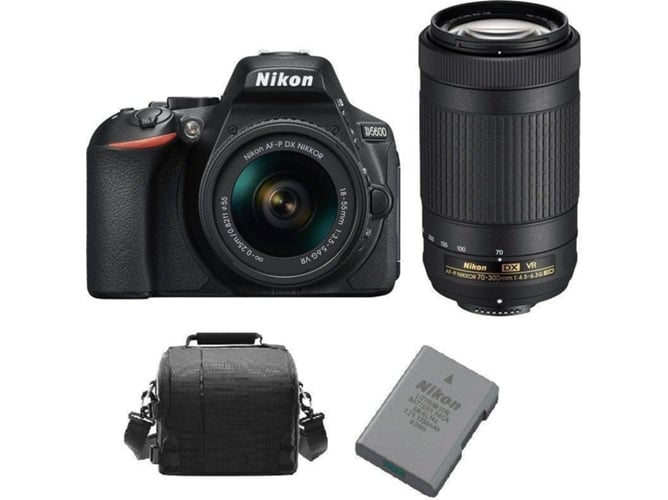 Kit Cámara Réflex NIKON D5600 AF-P 18-55MM F3.5-5.6G VR AF-P 70-300MM F4.5-6.3 ED VR DX (20062) + Bolsa + EN-EL14A