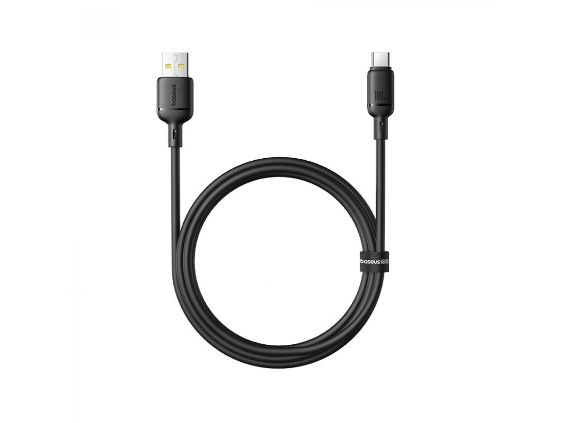 Cable USB A a USB C Baseus Silky Series de 2 m y 100 W, color negro