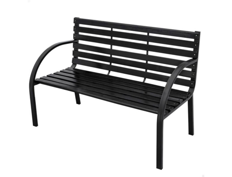 Banco Jardín AKTIVE (Negro - Acero, Madera - 122x60x81 cm)