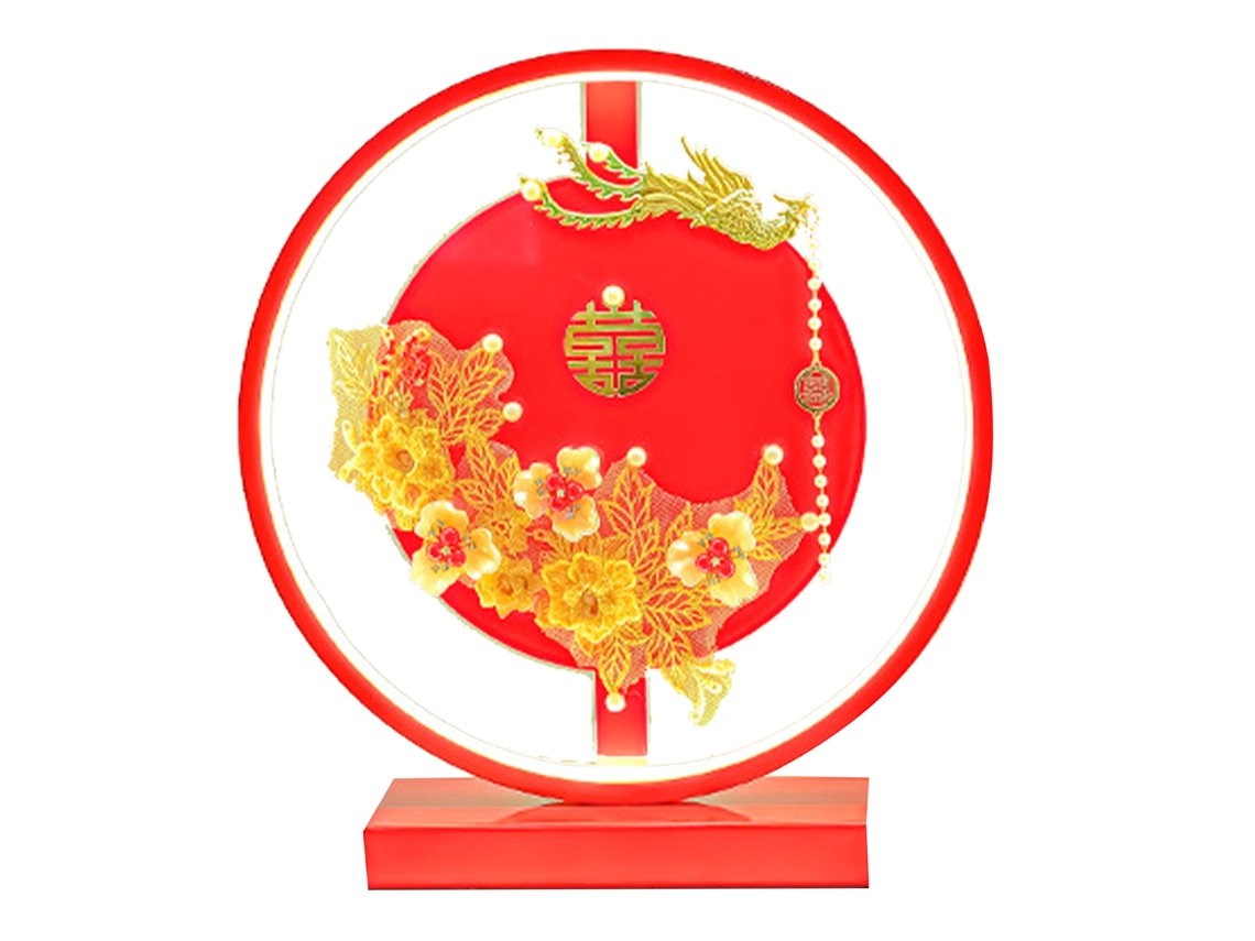 2026-lámpara De Mesita De Noche Para Boda Decoración Festiva Dormitorio Regalo Metal Rojo Luz Suave Brillante