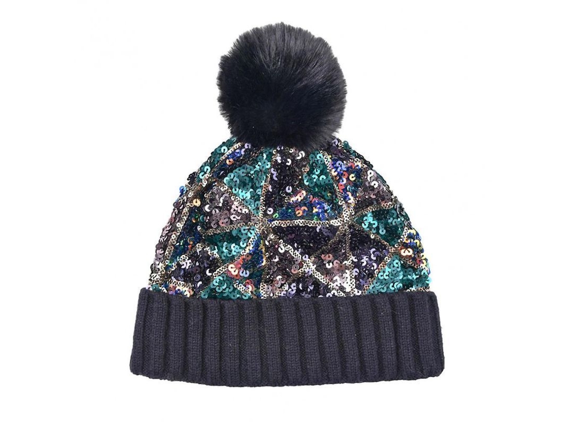 Gorro De Invierno Cálido Con Pompón De Felpa Y Diamantes De Imitación, Resistente Al Viento Para Mujer, Para Uso En Exteriores (ppd)