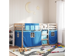 Litera con cortinas madera maciza de pino azul 90x200 cm