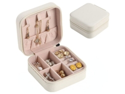 2026-caja De Joyería Portátil De Cuero Pu, Organizador Viaje Pequeño Para Anillos, Collares, Pendientes Y Pulseras (blanco)