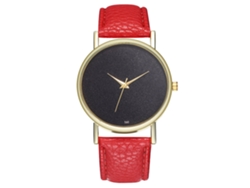 Reloj De Pulsera Analógico De Cuarzo Con Esfera Redonda - Moda (rojo)