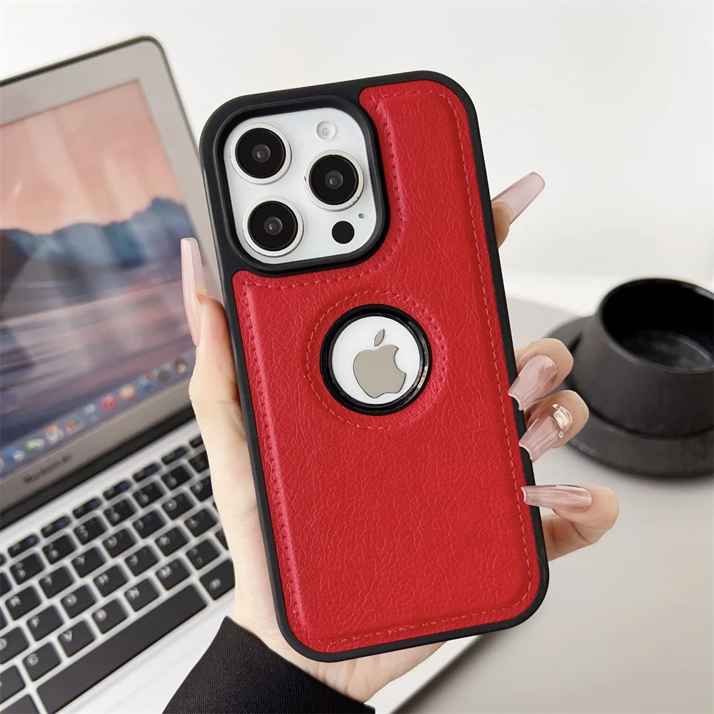 (iphone 16, Rojo) Funda De Cuero Sintético Pu Para Iphone, Fabricada En Piel De Vacuno, Resistente A Los Golpes.